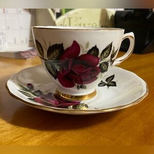 Rose Bone China Tea Cup and Saucer